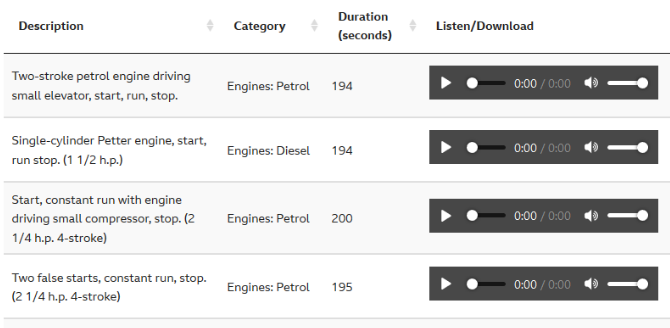 Screenshot webovej stránky BBC Sound Effects