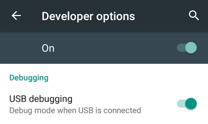 povoliť ladenie USB v systéme Android