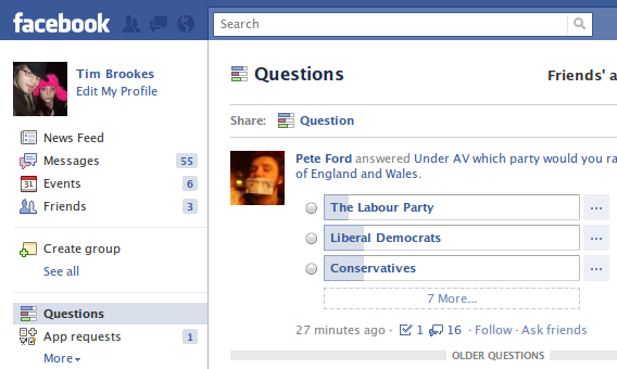 Facebook otázky app
