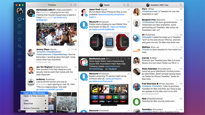 Tweetbot Twitter klienta na MacOS