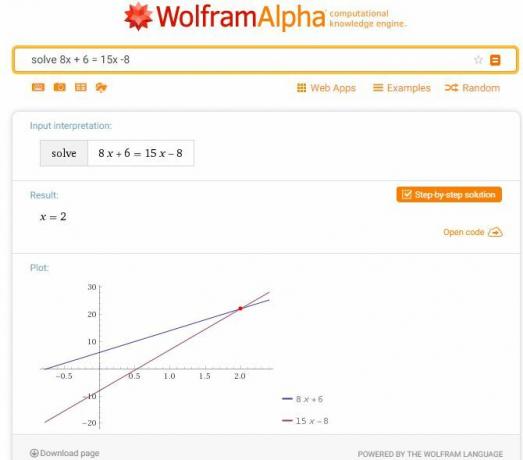 Wolfram Alpha riešič rovníc