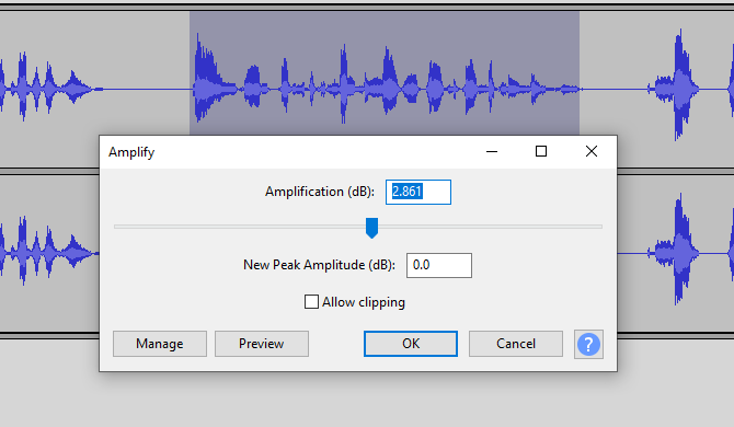 Pomocou nástroja Amplify opravte vokálne stopy v Audacity