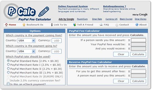 PPCalc - Online kalkulačka poplatkov PayPal