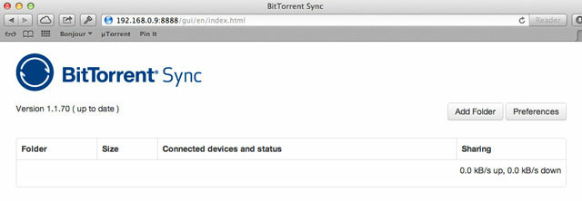 btsync-úvodnou obrazovkou