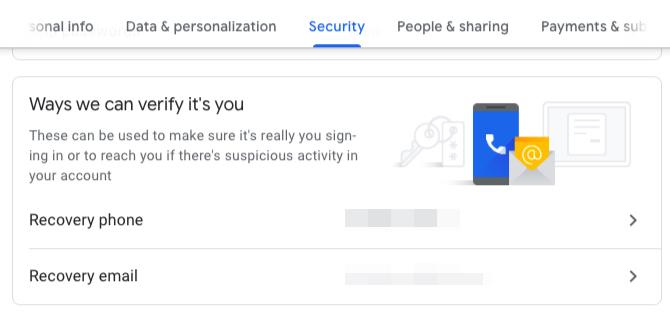 Zobrazenie e-mailov a telefónneho čísla na obnovenie účtu Google