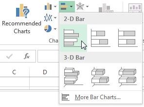 Excel Vyberte 2D stĺpcový graf