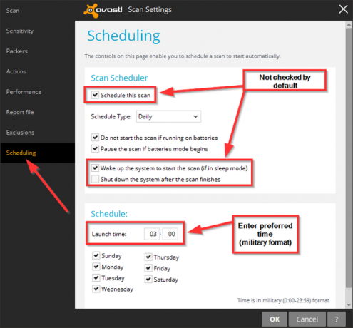Avast - Naplánujte nastavenia skenovania