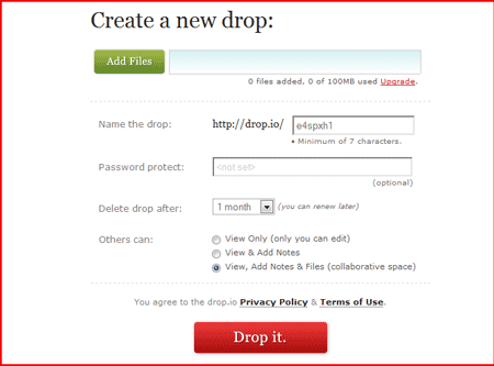Drop.io - bezpečné a súkromné ​​zdieľanie súborov