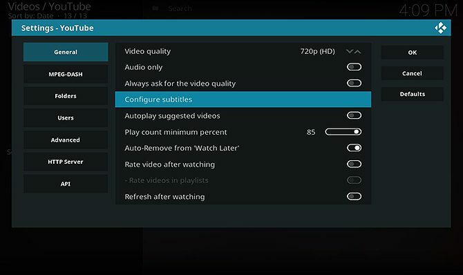 Ako nainštalovať a používať doplnok YouTube Kodi - nakonfigurujte titulky