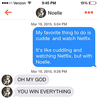 Cudde a Netfix Tinder pickup line.