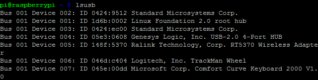 Použite lsusb na získanie informácií o zariadeniach USB pripojených k Raspberry Pi