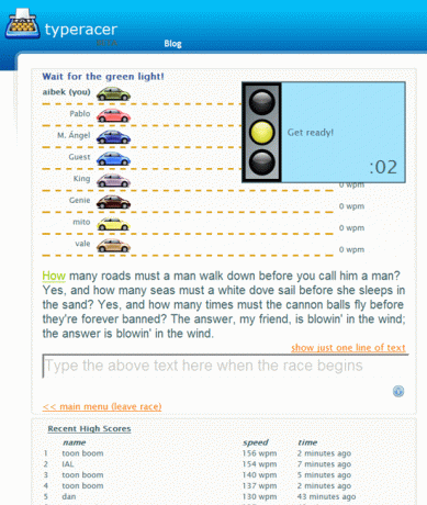 TypeRacer - Písanie hra