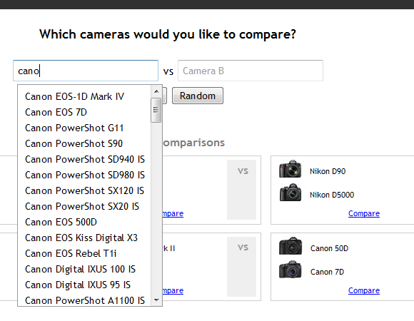 porovnajte digitálne fotoaparáty vedľa seba