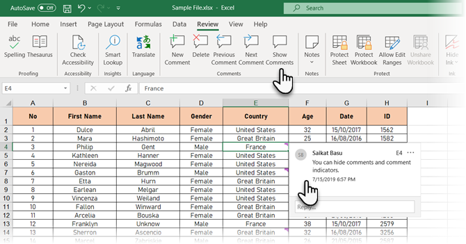 Zobraziť všetky komentáre v programe Excel