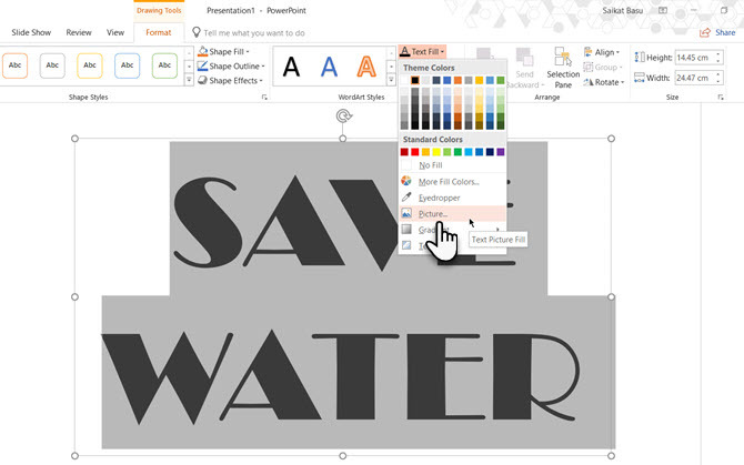 Vyplnenie textu v programe PowerPoint