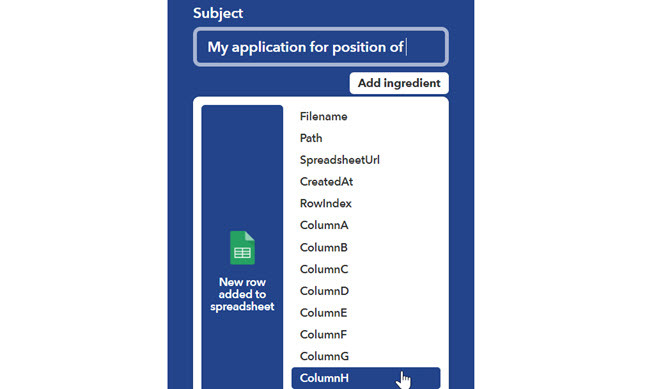 ifttt predmetové pole