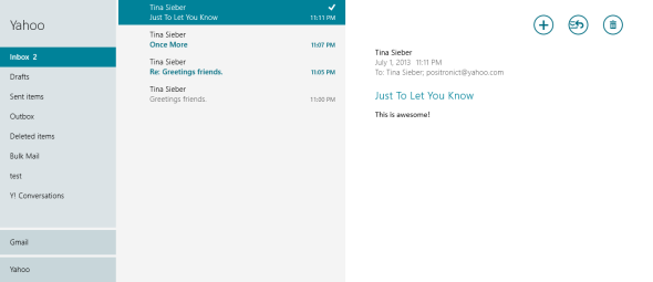 Prehľad aplikácie Windows 8 Mail