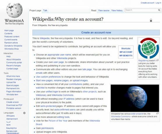 Registrácia na Wikipédii