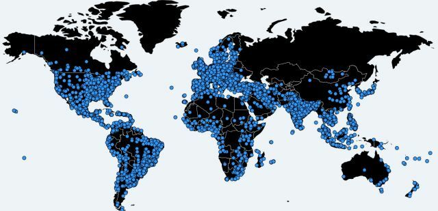 Mapa infekcie Necurs Botnet