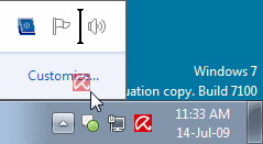 System tray