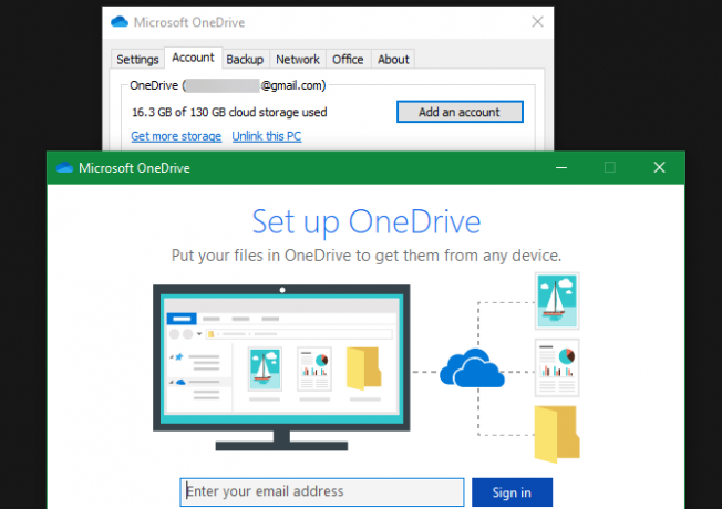 OneDrive Pridať nový účet Windows