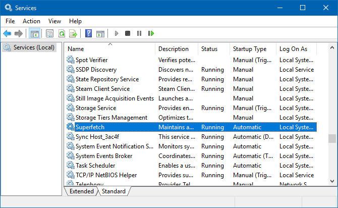 Windows Services Superfetch