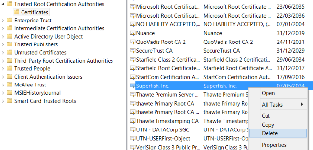 Lenovo superfishcert