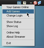 Kontextové menu StreamMyGame