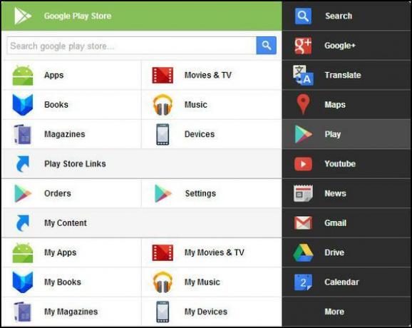 Čierne menu: Prístup ku všetkým službám Google v rámci jedinej ponuky [Chrome] Store Store