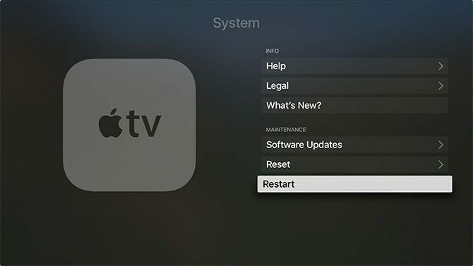 Reštartujte Apple TV