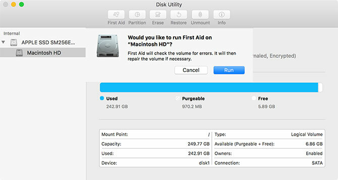 utilita pre MacOS Disk Utility