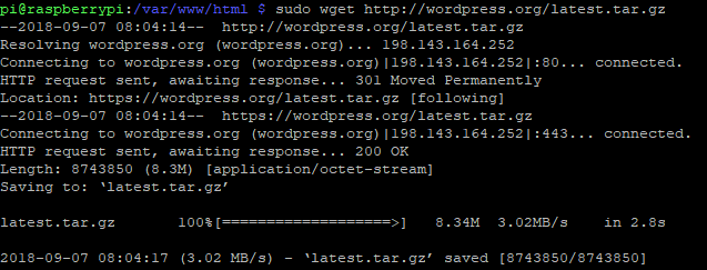 Stiahnite si WordPress s wget