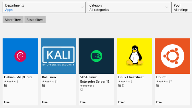 Linux distro aplikácie v obchode Windows Store