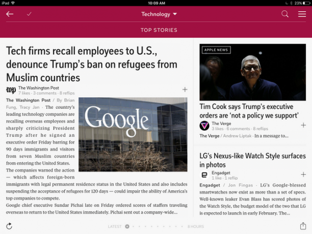 ipad spravodajské aplikácie flipboard