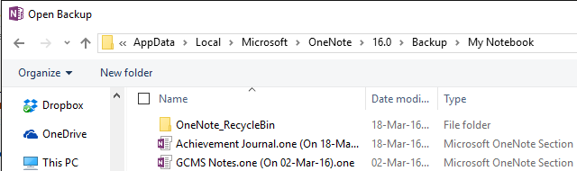 Záložný priečinok OneNote