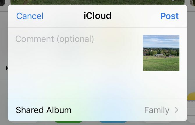 Okno vytvorenia zdieľaného albumu iCloud
