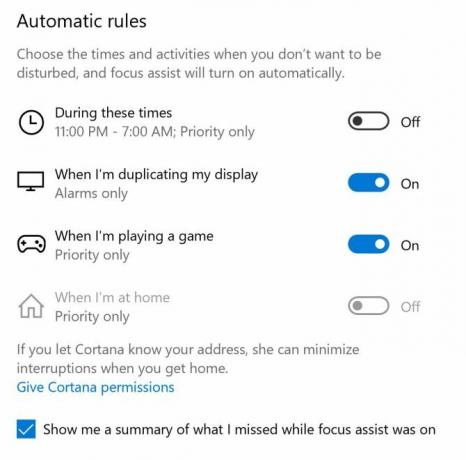 Ako používať Windows Focus Assist (predtým pokojné hodiny) Focus Assist Automatic Rules e1526497739482