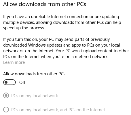 Windows Update Optimization Delivery