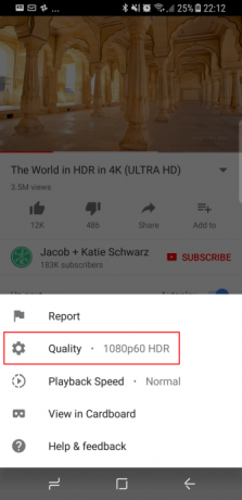 Google začína hlavné zavádzanie YouTube HDR pre mobilnú aplikáciu pre Android YouTube App 1080pHDR