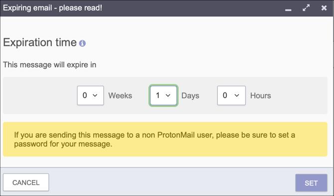 E-mail s vypršanou platnosťou ProtonMail