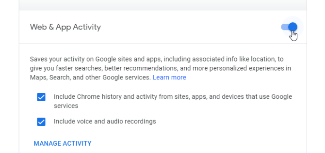 Zakázanie sledovania webových aplikácií v aktivitách Google