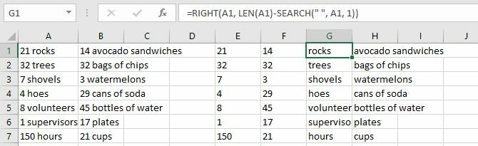 Excel Oddelené čísla a text s funkciami VĽAVO a VYHĽADÁVANIE