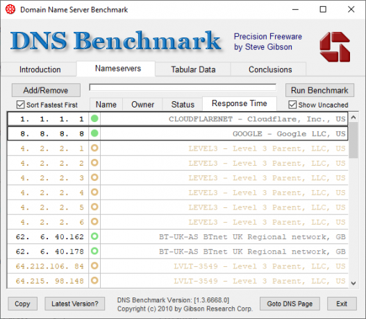 dns bench najrýchlejší dns zoznam