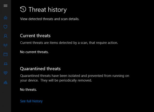 Windows Defender, Threat-History