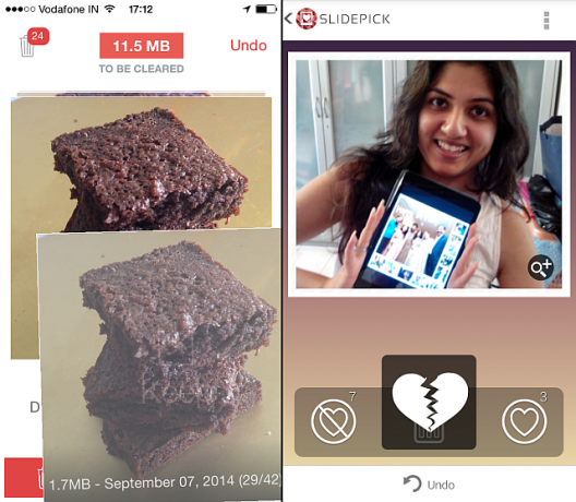 Flic (vľavo) a SlidePick (vpravo) zobrazujú fotografie jeden po druhom, takže si musíte len vybrať, či ich chcete ponechať alebo nie