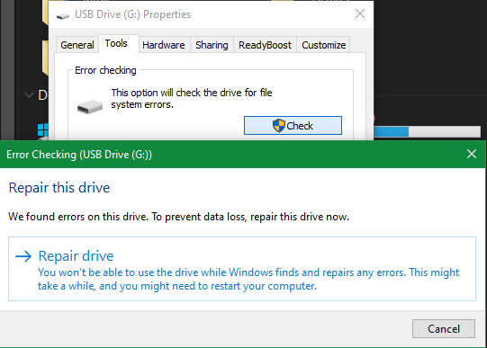 Oprava USB disku Windows