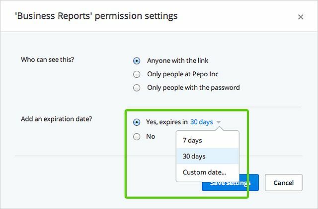 Dropbox-Pro-Set-expirácia-Date-Password