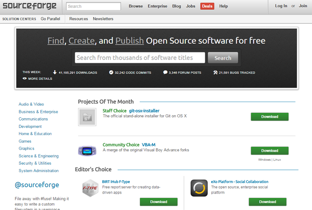 Slashdot-Sourceforge-homepage