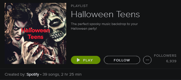 Spotify Playlist - Halloween Teens