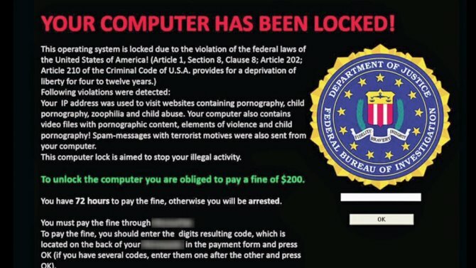 Príklad Ransomware FBI